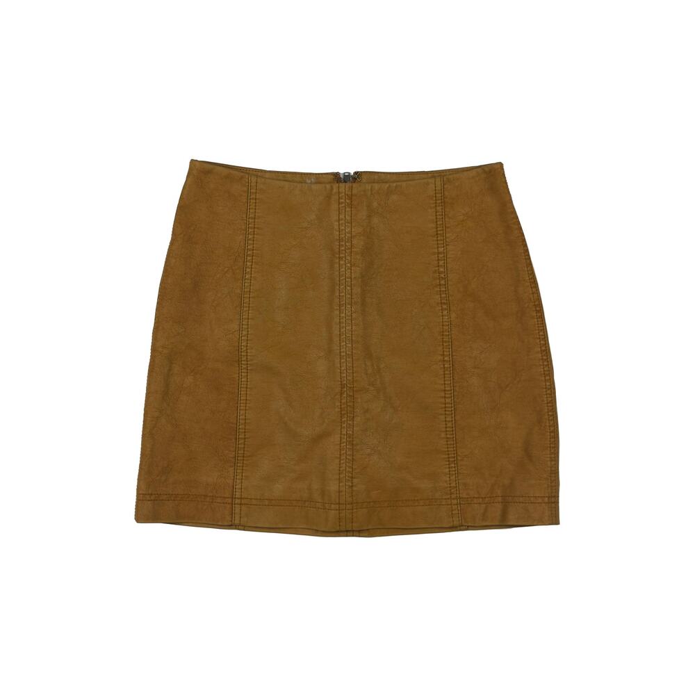 Free People Modern Femme Vegan Leather Mini Skirt 2 Brown - Picture 4 of 8